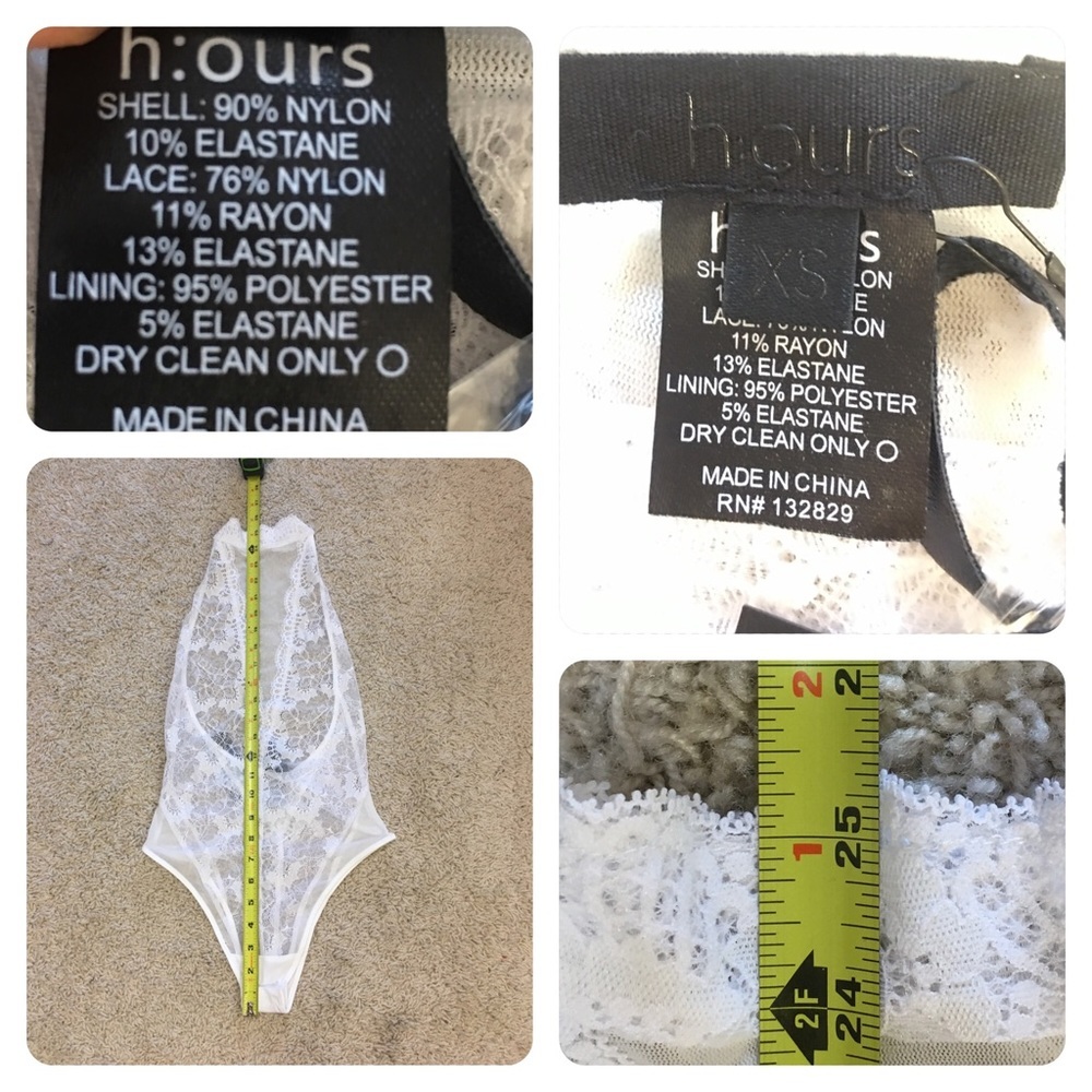 NWT! h:ours High Neck Lace Bodysuit in in White - Picture 4 of 4